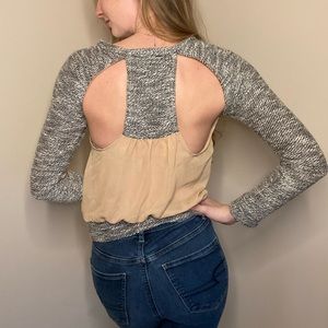 Sparkle & Fade Urban Outfiters XS Black White Space Dye Back Cut Out Long Sleeve